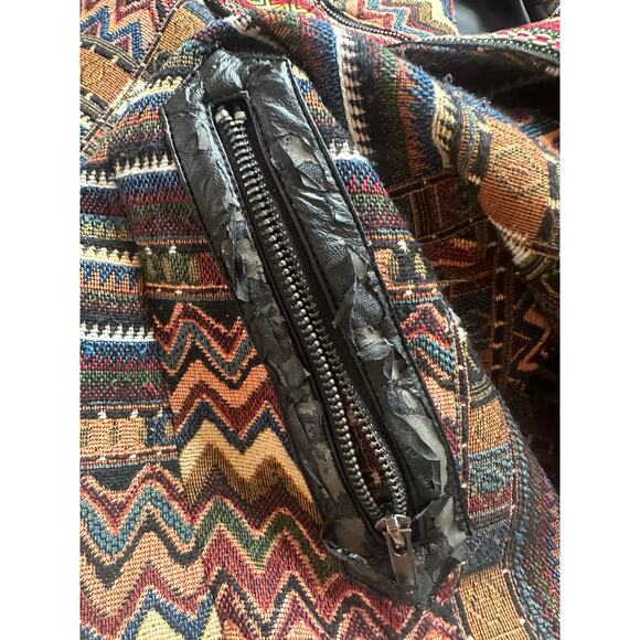 Boho Tapestry Patchwork Jacket Folk Art Aztec Western Coat Indie Eclectic Layer - Picture 4 of 4